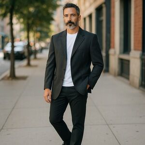 vintage brioni suit jacket blazer 43r striped dark brown black augusto super’150